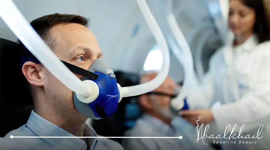 العلاج باستخدام الأكسجين المضغوط.